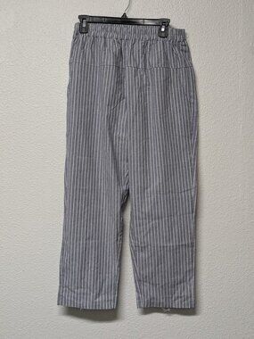 CELLABIE Gray & White 100% Cotton Elastic Waistband Striped Pull-On Trousers XL
